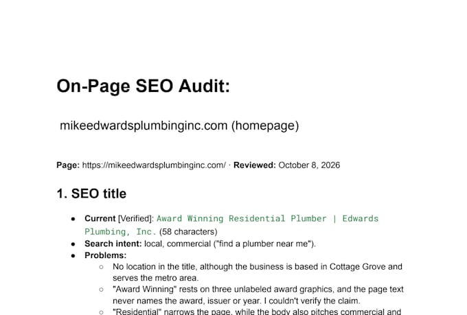 on page SEO audit